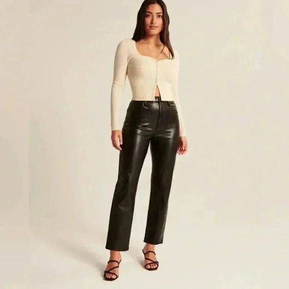 Abercrombie & Fitch Pants - Abercrombie & fitch vegan leather curve love high rise ankle straight sz 34